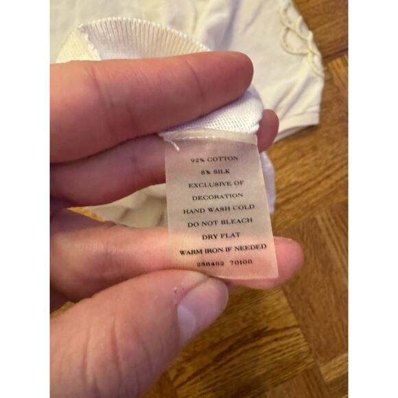 Ann Taylor Floral Embellished Cardigan Short Sleeve Shirt Career Cream Crystal - Picture 7 of 7